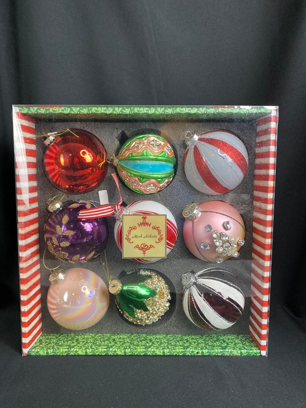 Mark Roberts Assorted CHRISTMAS Ornaments Set Of 9 Glass PVC NIB COLLECTIBLE